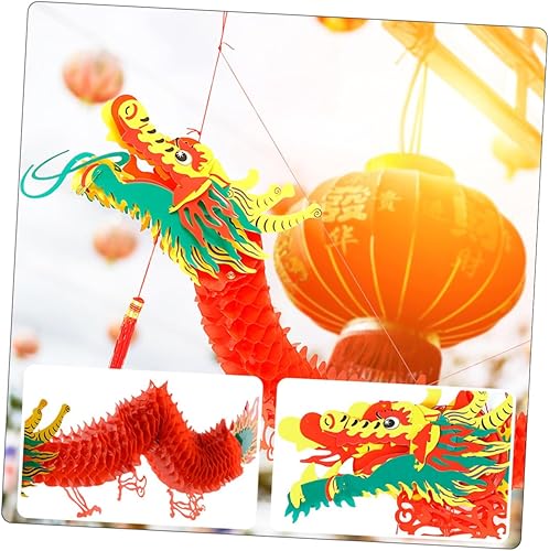 Miniatura 8 de Housoutil Decoración de Año Nuevo Chino Tapicería Trim Estatua Decoración Interior Playset Colgante Dragón Decoración Dragón Chino Decoración