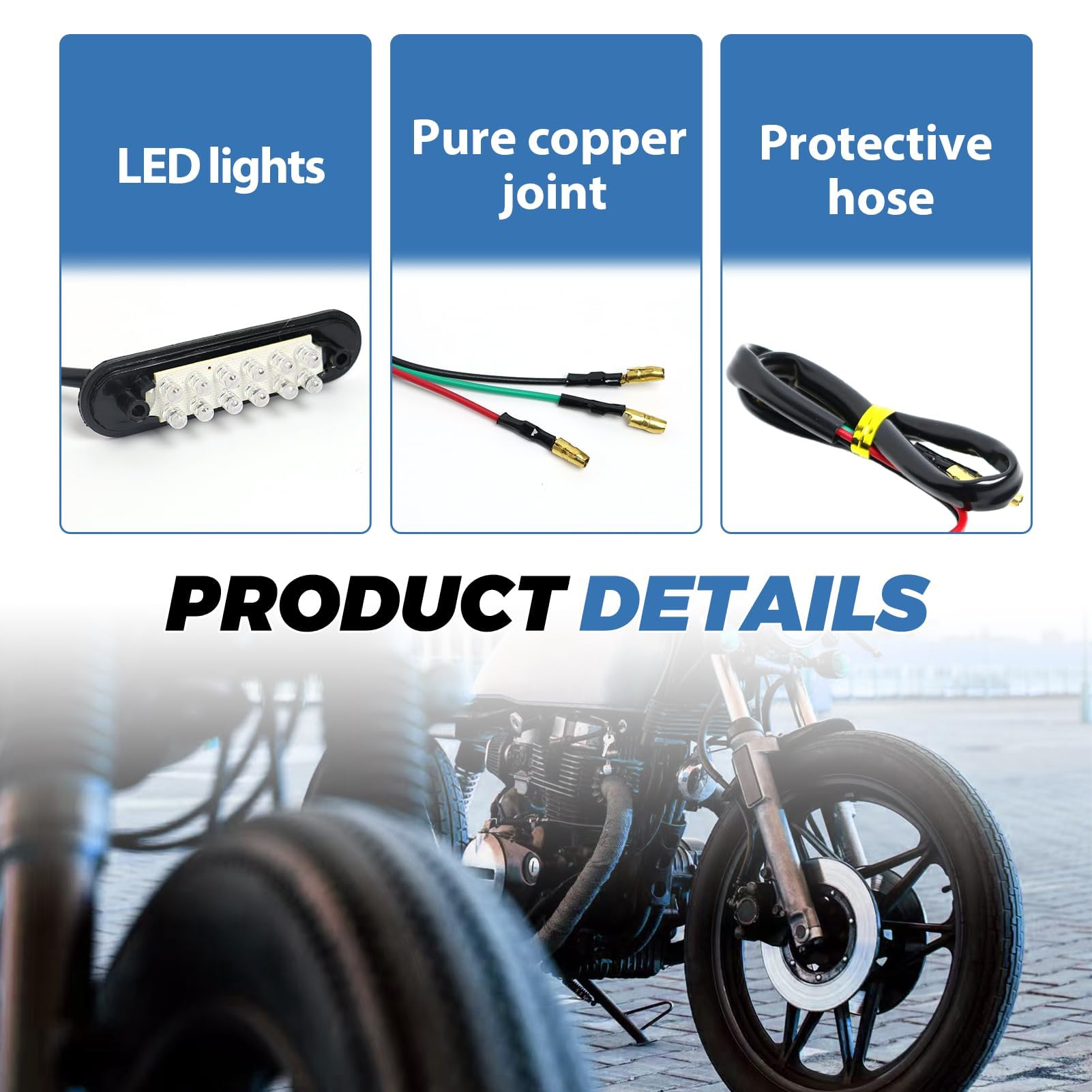 Luz Trasera de Freno de Motocicleta, Luz de Freno Trasera Moto 12V, Luz Trasera de Motocicleta Con Led, Luz Frenado Led para Motos Motocicletas ATV Dirt Bike Scooter