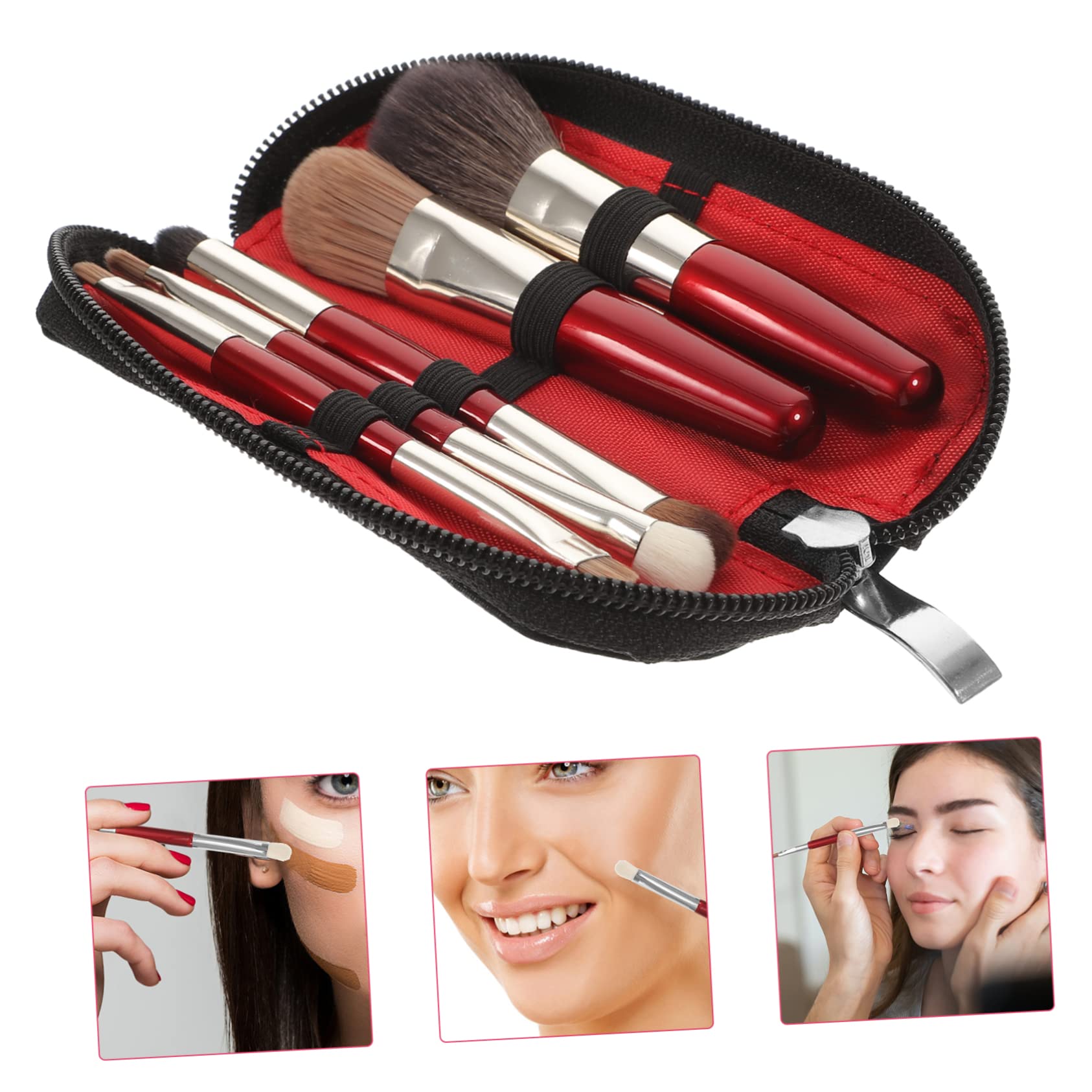 ABOOFAN 2sätze Makeup Pinsel Für Frauen Teiliges Reise-makeup Doppelseitigen Pinsel Und Kosmetiktasche Für Blush Loose Powder Und Konturierung