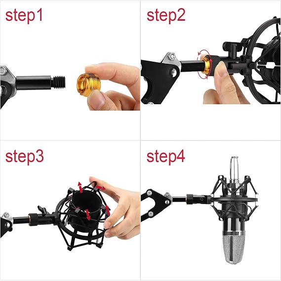 Miwayer Universal Microphone Shock Mount,Most Advanced Cobweb Anti-Vibration Structure Compatible with 1.6-1.8(42-47mm) Large Diameter Condenser Mics, Like CAD U37 USB GLX220 NW-700 MXL770 V250