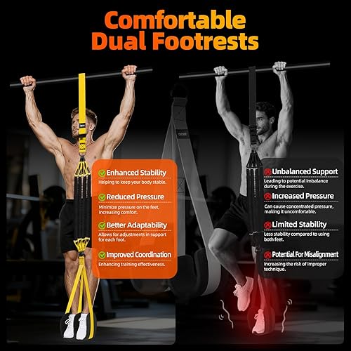 Miniatura 4 de Bandas de asistencia para dominadas, banda de resistencia ajustable para barra de dominadas con 4 bandas de asistencia, reposapiés dobles, bandas de