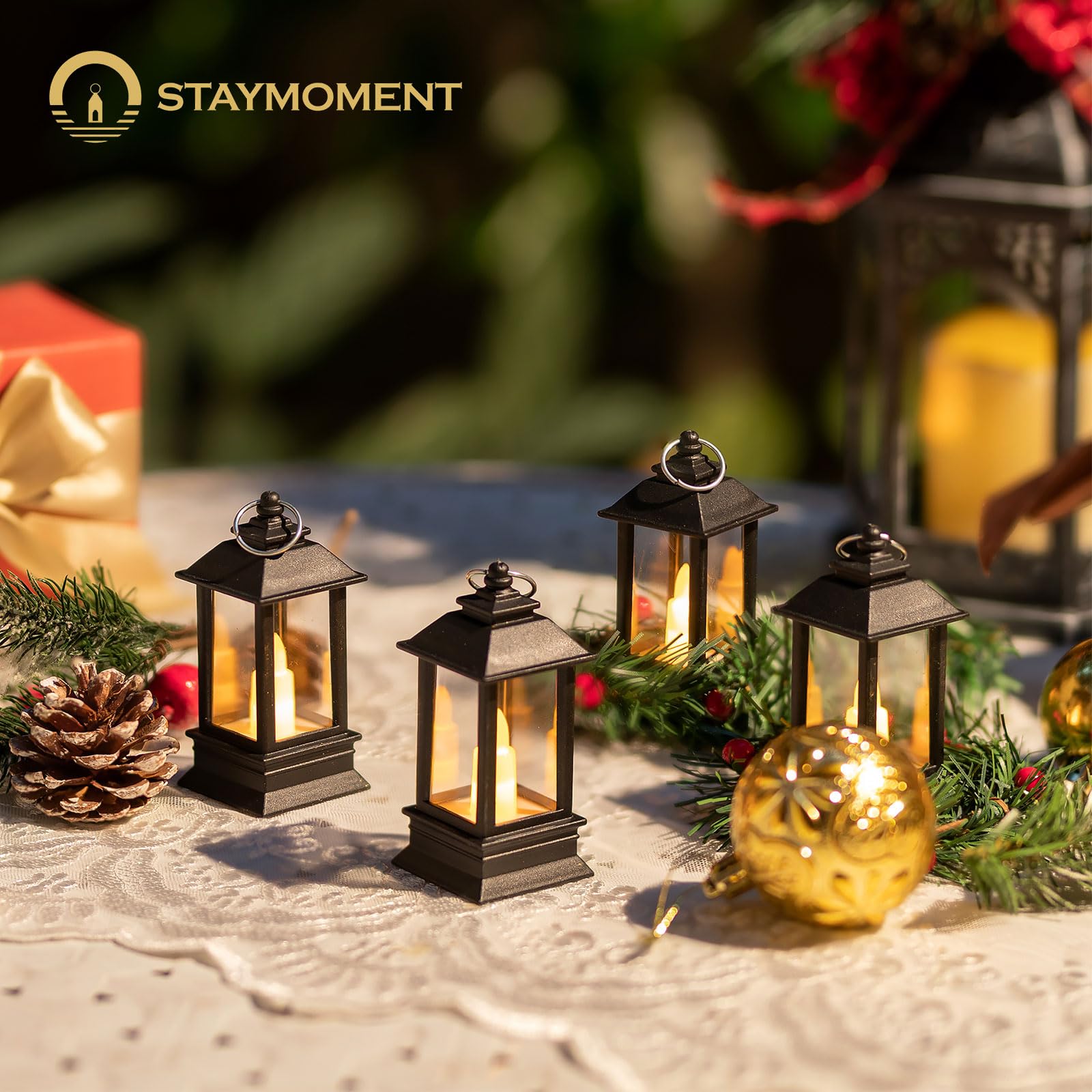 JHY DESIGN Set van 6 Solar Lantaarn Lights Outdoor Waterdichte Zonne-energie Tafellamp Opknoping Verlichting met Warme LED Fairy String Lights voor Patio Tuin Landschap Decoratie Tuin Gazon? met klem