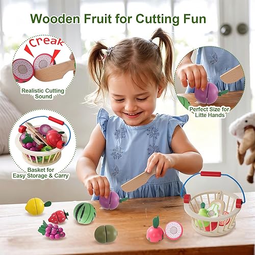 Miniatura 4 de Juego de actividades Montessori de madera, accesorios de cocina para niños, juguetes educativos para niños pequeños, juguete de comida para