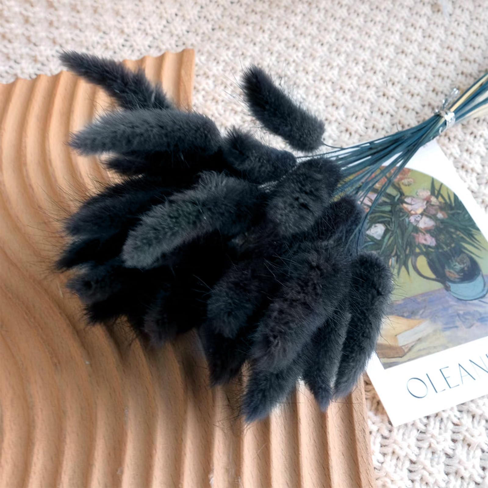 Coda di coniglio nero fiori secchi erba della pampa decorazione per la casa erba secca per vasi torta, 50 pezzi code di coniglio fiori secchi bouquet piccoli fiori secchi decorazione tavolo