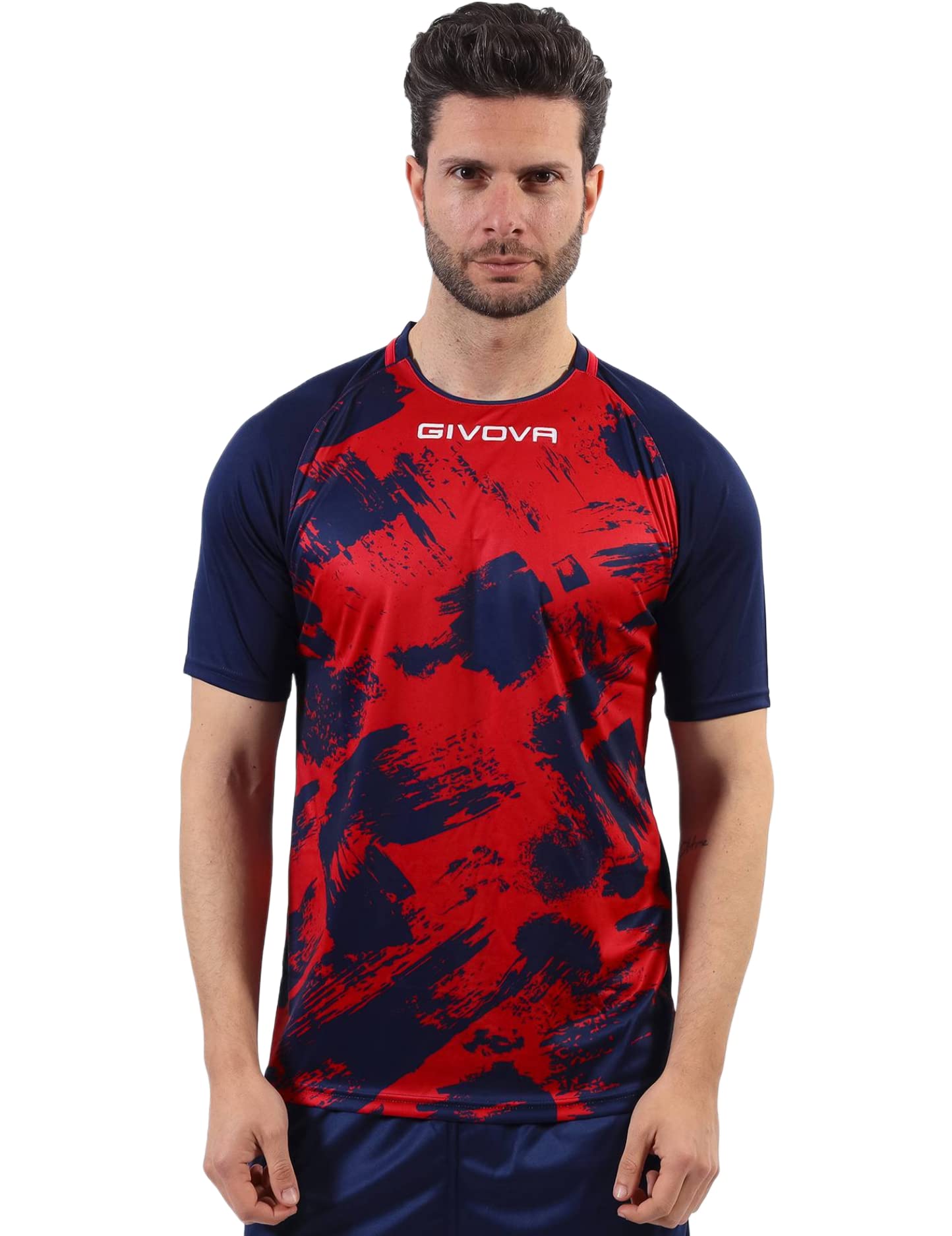 Givova Unisex Rot / Blau Shirt Art Interlock M/C Rosso/Blu Tg. M