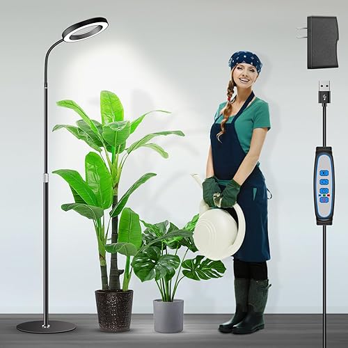 Miniatura 8 de Garpsen Luces de cultivo para plantas de interior, 80 luces LED de espectro completo con temporizador para 6H12H16H, 5 niveles regulables y lámpara