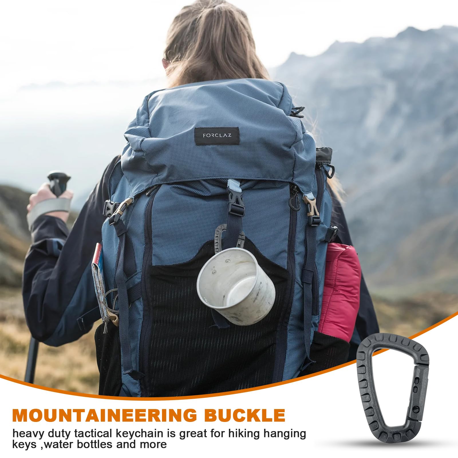 10 Moschettoni In Alluminio Nero - 5 Cm, A D, Per Escursionismo, Campeggio, Zaini E Chiavi - Foto 7