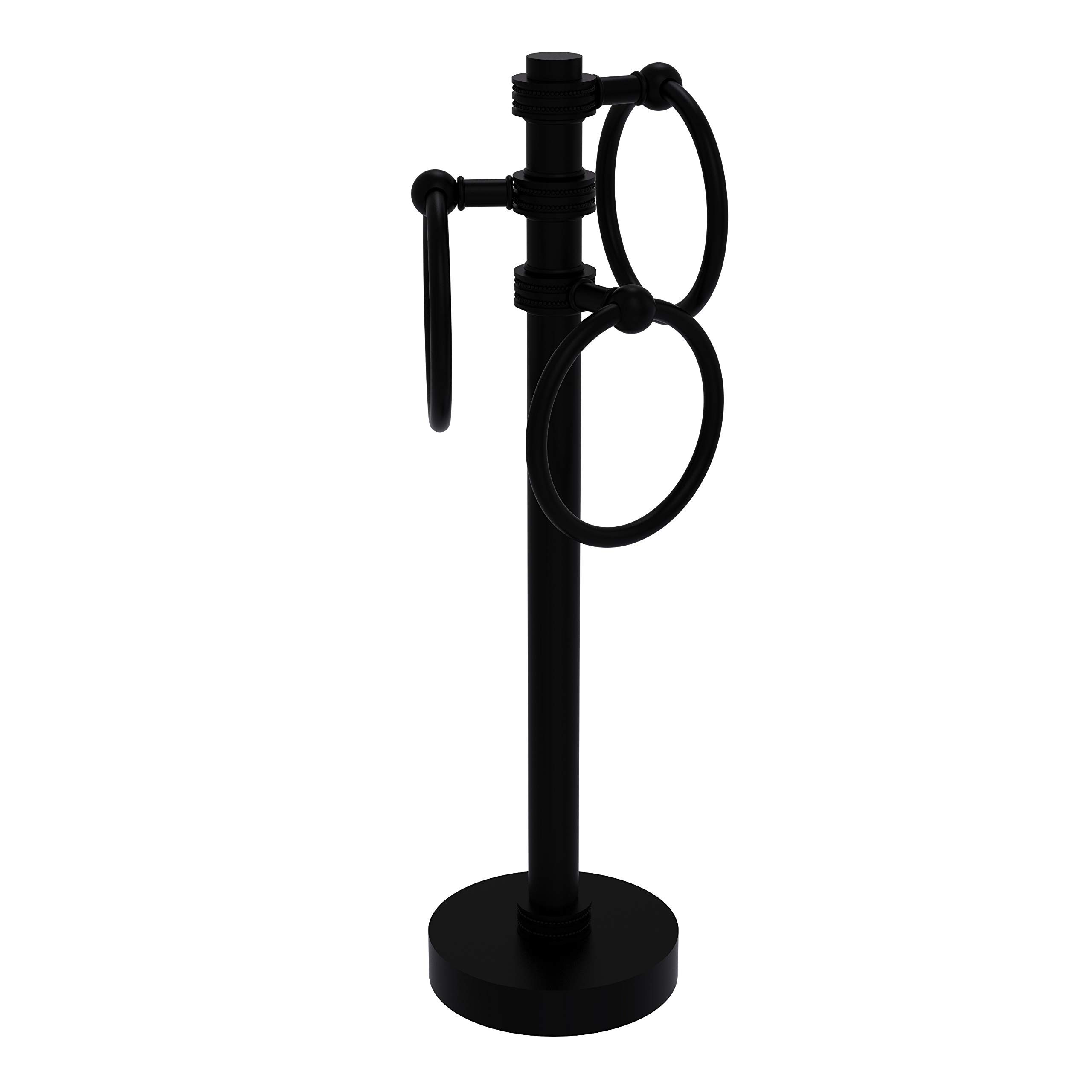 Allied Brass 983D Vanity Top 3 Ring Dotted Accents Guest Towel Holder, Matte Black