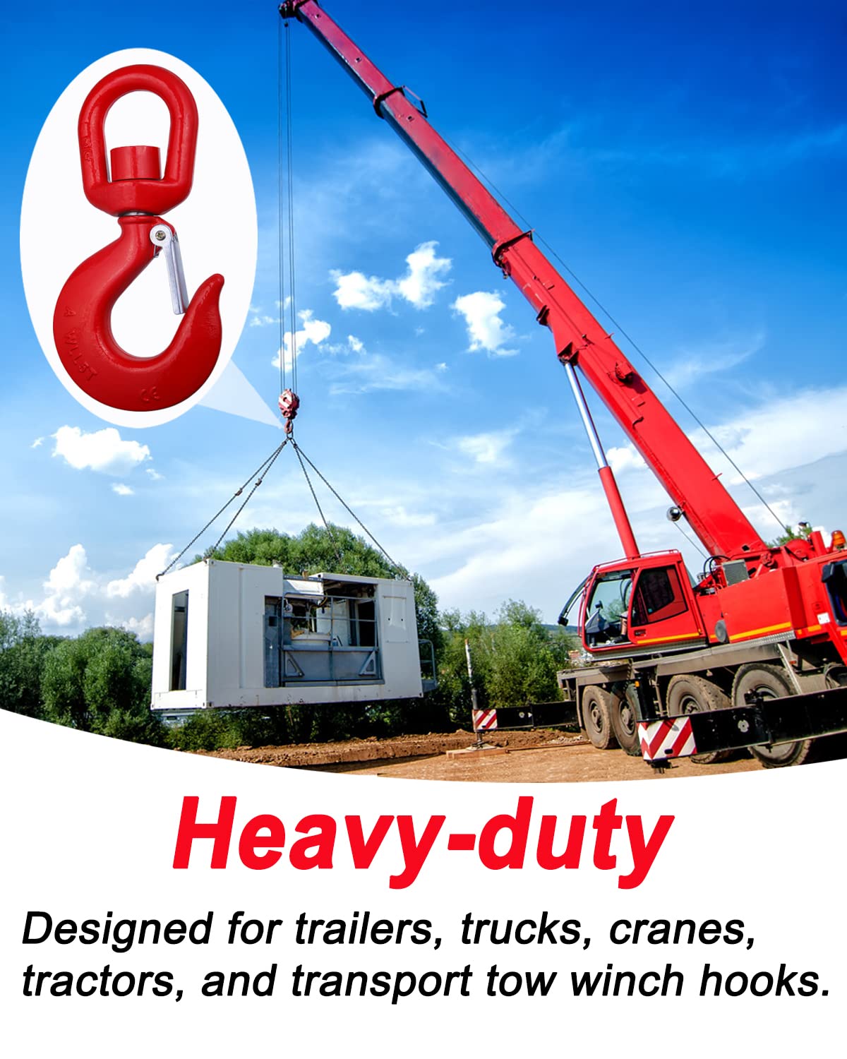 5 Ton Swivel Lifting Hook Heavy Duty, Round Rotating Hook with Safety Latch, High Quality Alloy Steel Resistant Corrosion for Lifting Chains Port Transportation Factory 1T 2T 3T 5T - Image 3