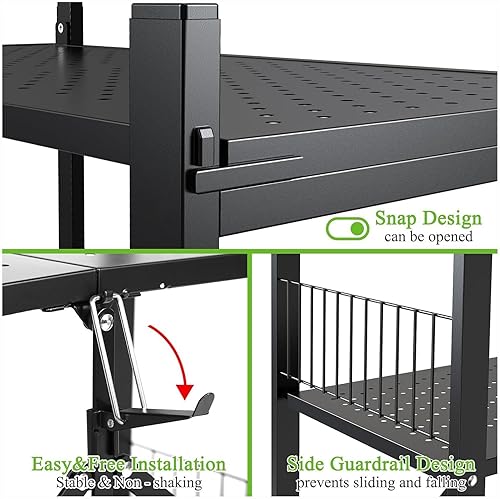 Miniatura 7 de Estantes plegables de almacenamiento, estantes plegables de metal con ruedas, estantes y estantes de almacenamiento, estantes rodantes, estantes