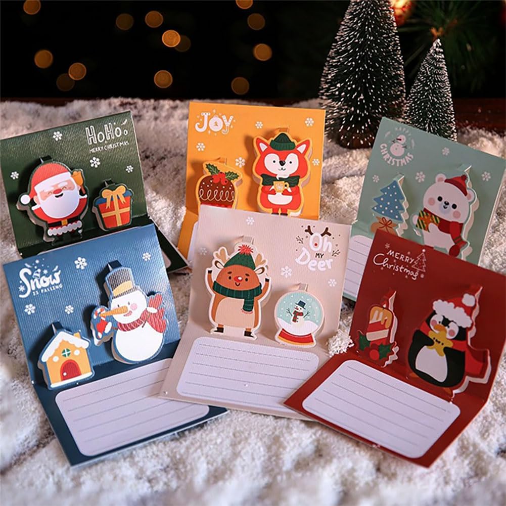 3D Christmas Cards set, 6 Pack Small Pop Up Card with Envelopes - Image 2