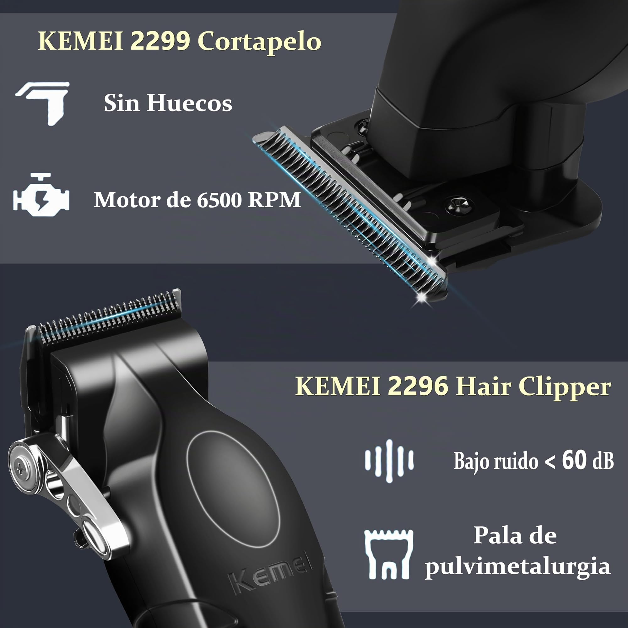 KEMEI Cortapelos profesional, juego de maquinilla de afeitar eléctrica para hombre, cortapelos inalámbrico, kit de corte de pelo con cortapelos USB