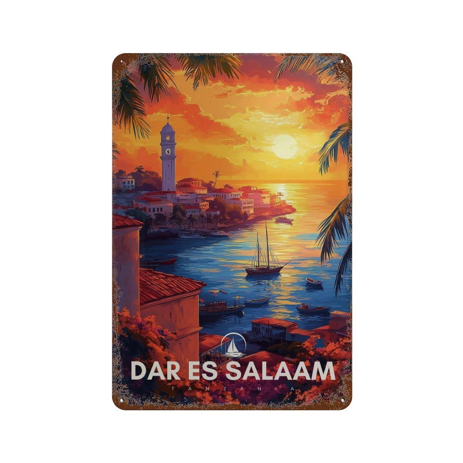 xiaoxiaoshen Dar Es Salaam Tanzania Travel Africa Wall Decor Art Metal Tin Poster Modern Home Decor Art Home Bar Shop Decorations Vintage Sign 30x20cm