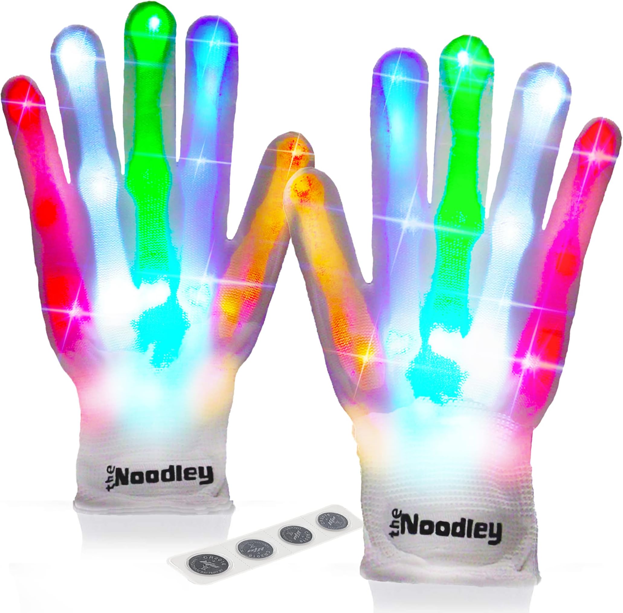 The Noodley Flashing LED Light Gloves Kid Size Flashing Toy Stocking Stuffers Christmas Birthday Fun Stuff Gift Girls Boys