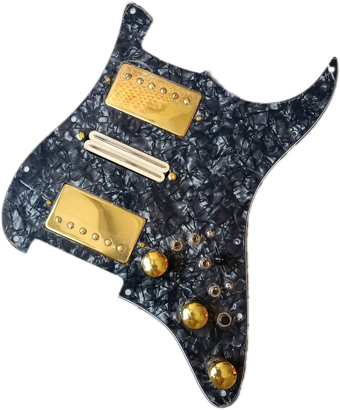 Dnjid Gold Prewired Loaded Pickguard Hsh Prewired Electric Guitar Pickguard Set Multifunction Converter Alnico 5 Pickups For Fender Strat