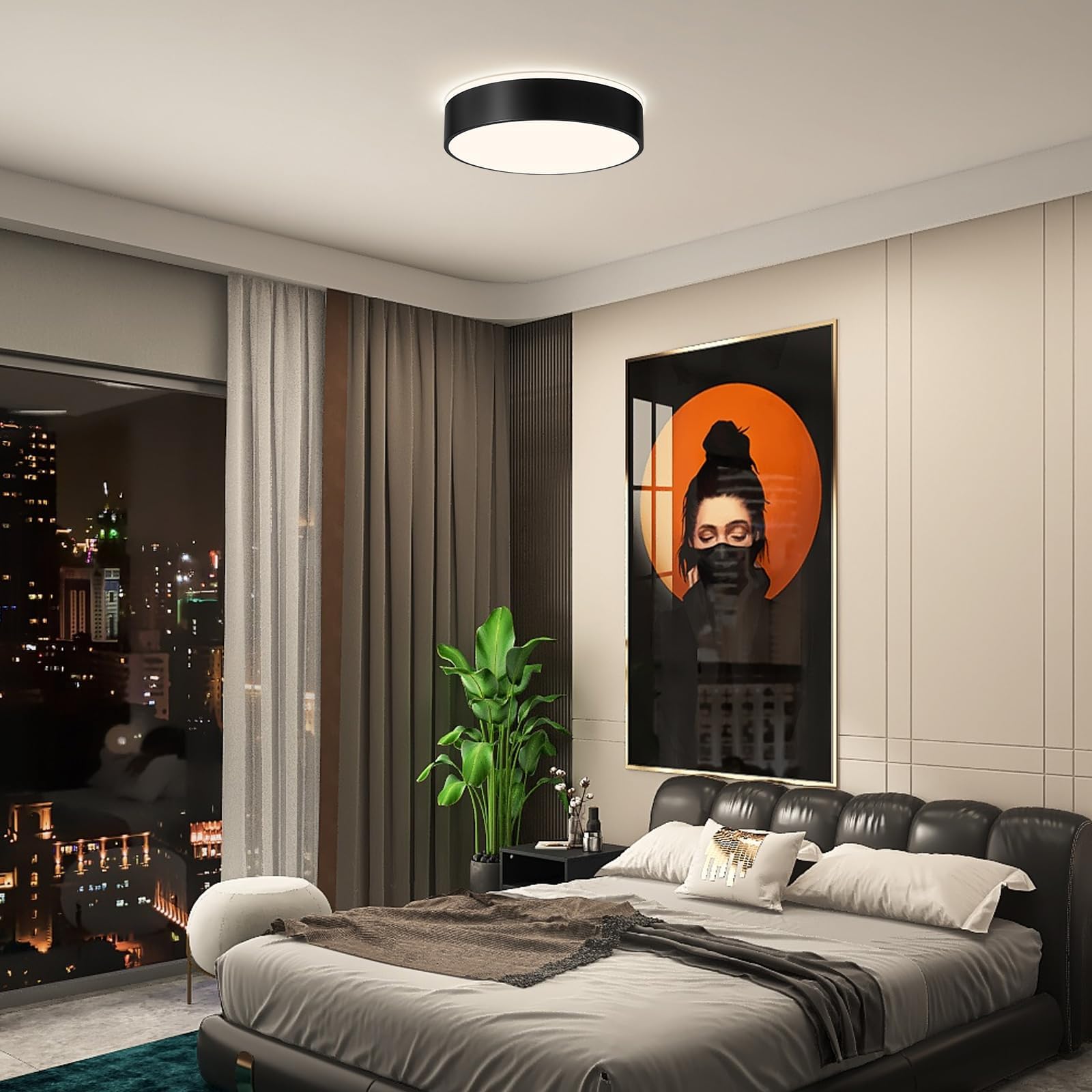Moderne Deckenlampe,LED Deckenleuchte Schwarzem Metall,4000K,36W Schlafzimmerleuchte Für Wohnzimmer,Küche,Bad,Korridor,Esszimmer,Lounge,Ø40 cm
