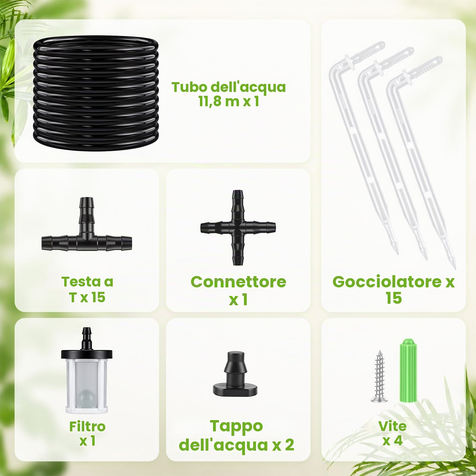 Landrip Irrigazione Automatica di Accessori Set, DIY Sistema di Irrigazione Accessori con tubo da 11.8 metri