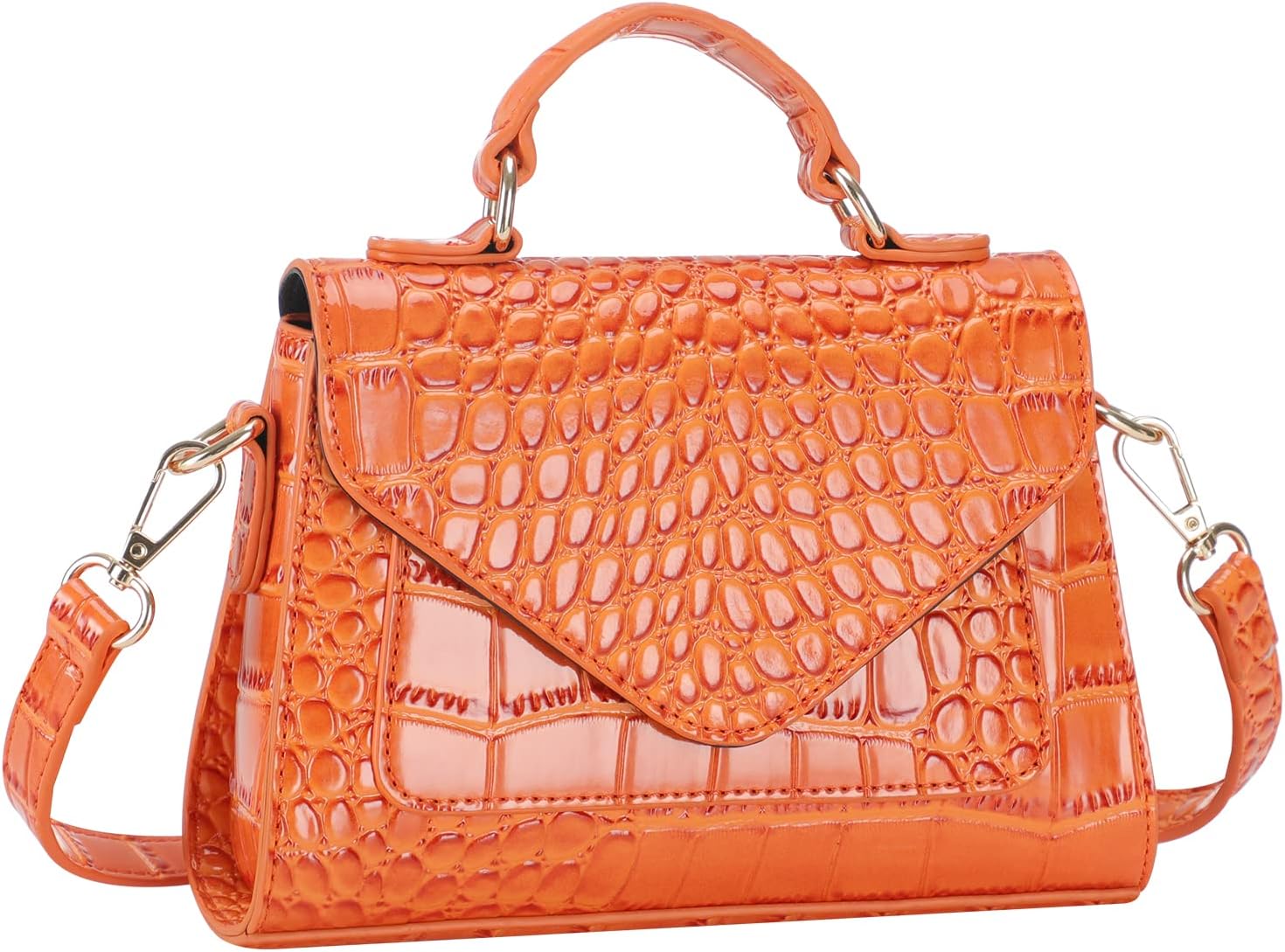 FAMYPAL Crocodile Crossbody Shoulder Bags for Women, Small Trendy Purse for Phone, Womens Top Handle Clutches Handbags - Image 4