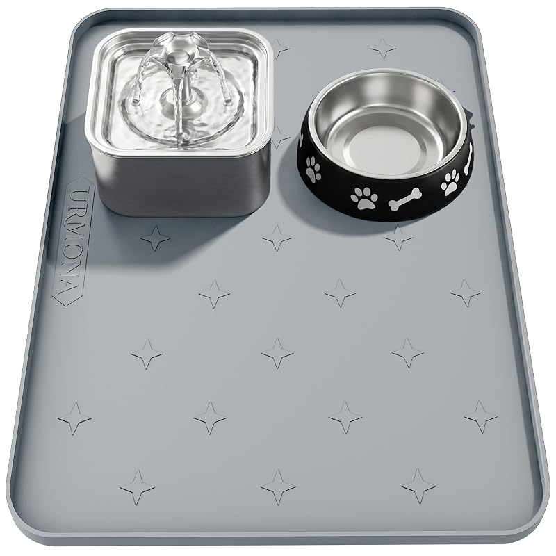 Tapete de Silicone Impermeável para Caixa de Areia e Alimentação de Gatos e Cães URMONA Cinza-claro 63,5 x 50,8 cm