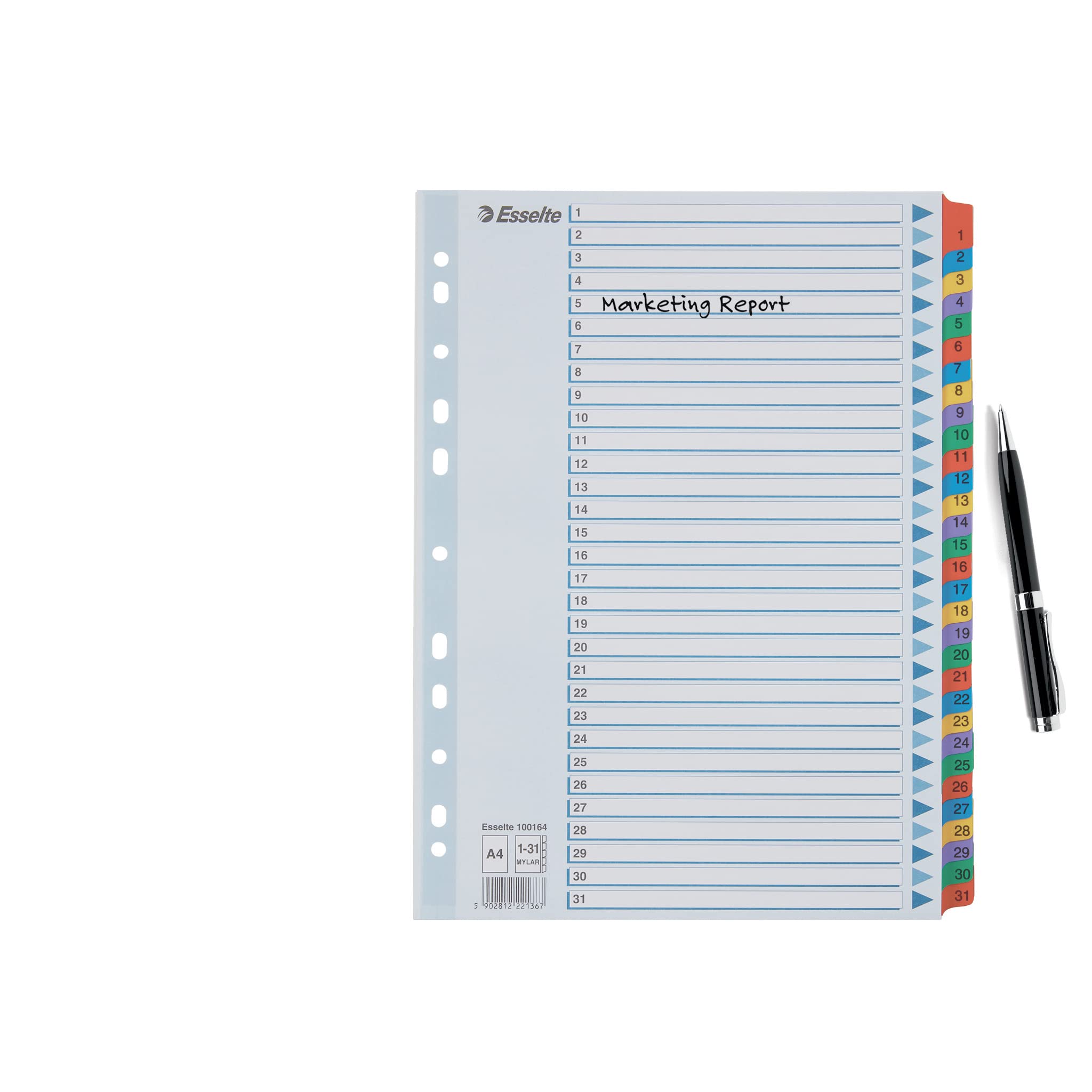 Amazon | エセルテ タブインデックス マルチカラー 1-31 100164