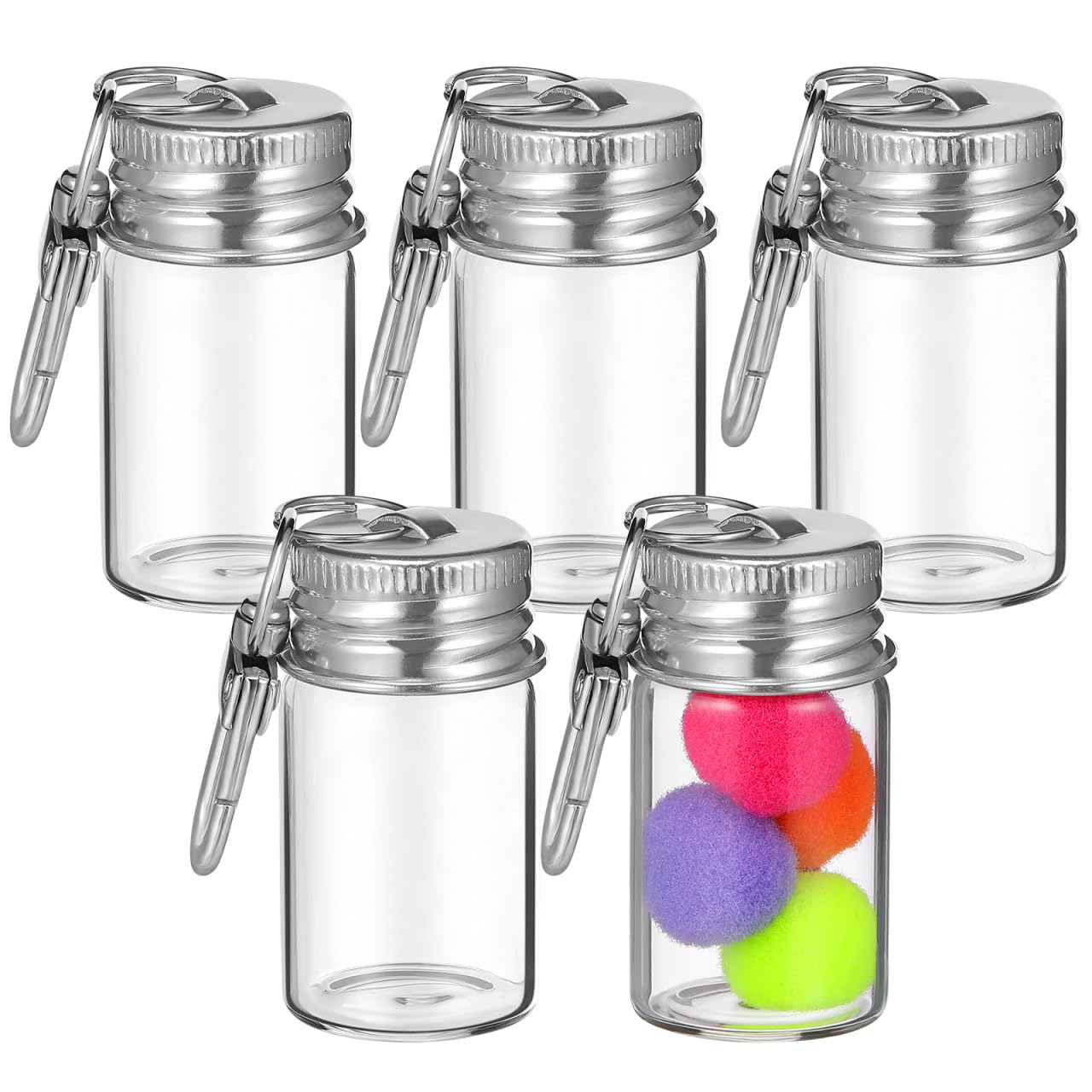 Amazon.co.jp: ERINGOGO ガラス小瓶 キーホルダー 5個セット 7ml ミニ