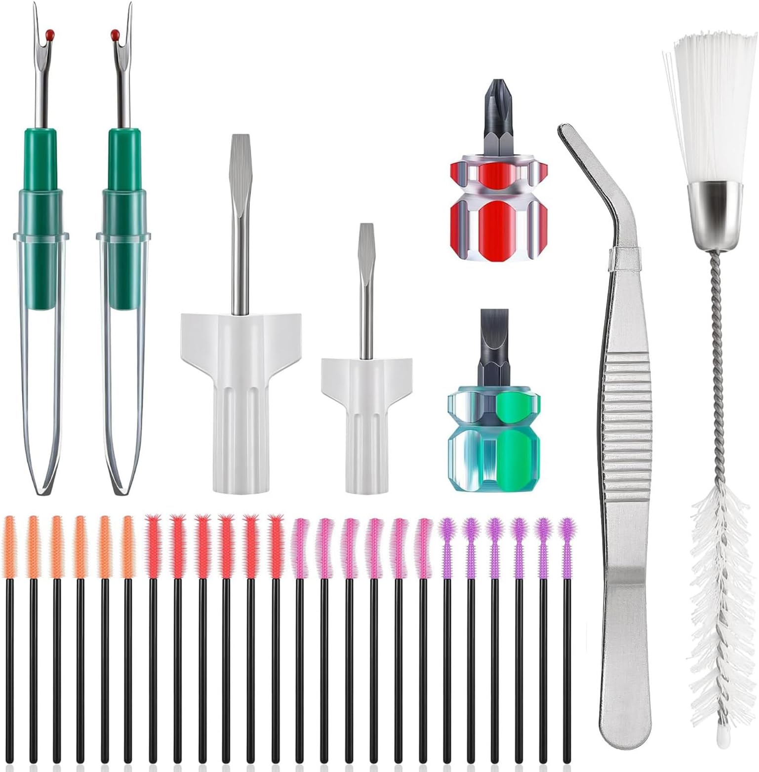 28 Pcs Sewing Machine Cleaning Kit, Sewing Machine Repair Tools Include Tweezers, Double Headed Brush, Seam Rippers, Silicone Cleaning Brushes for Repair and Cleaning Sewing Machines