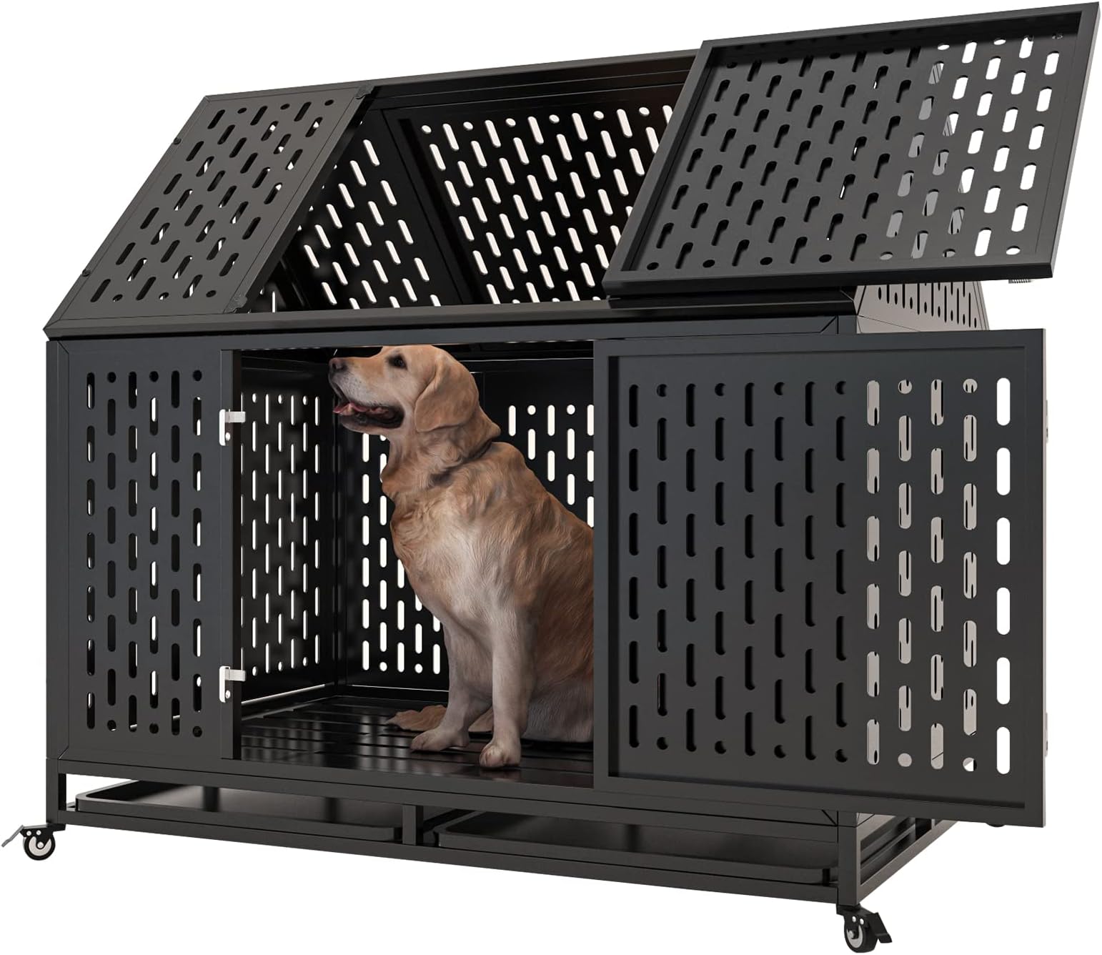 Heavy Duty Dog Crate Dog Cage, Indestructible Metal Dog