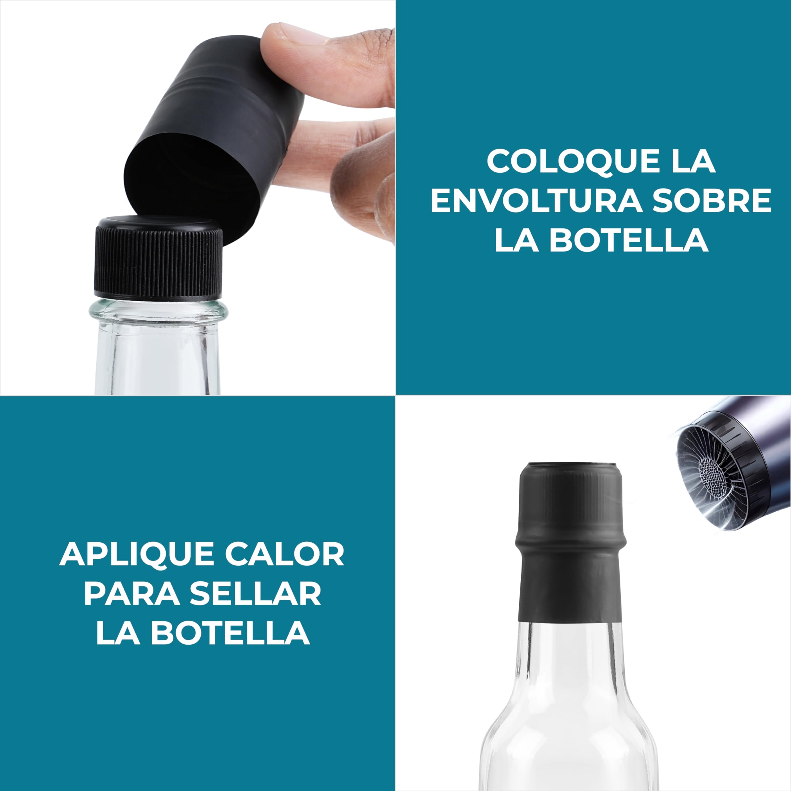 Winter Shore Botella Cristal Pequeña 150 ml (Pack de 12) | Mini Botellas Reutilizables de Alcohol para Vino, Salsa Picante, Zumo con Tapa y Cápsula Retráctil