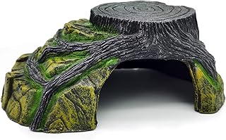 Hamiledyi Reptile Hideout Cave,Resin Simulation Rock Hideout Terrarium Habitat Decortion for Lizards Geckos Chameleons Frogs Turtles Snakes