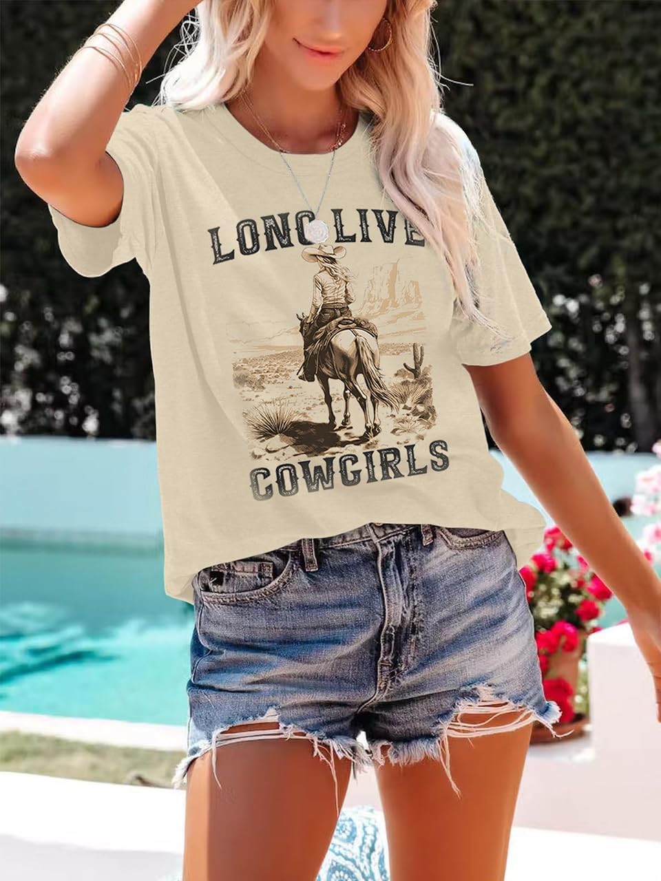 Womens Western Cowgirls Graphic Shirts Teen Girls Cute Country Music Short Sleeve Tshirt Tees - Image 2