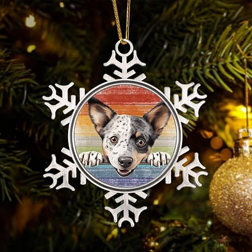 Miniatura 8 de Dogo Argentino Adorno de copo de nieve de Navidad Dogo Argentino lindo divertido Peeking Dog Puppy Novedad Metal copo de nieve adornos de Navidad