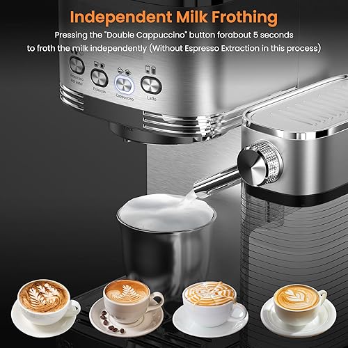 Miniatura 5 de Máquina de café expreso de 20 bares, control de temperatura, pantalla LED, máquina Expresso para el hogar con espumador de leche automático para