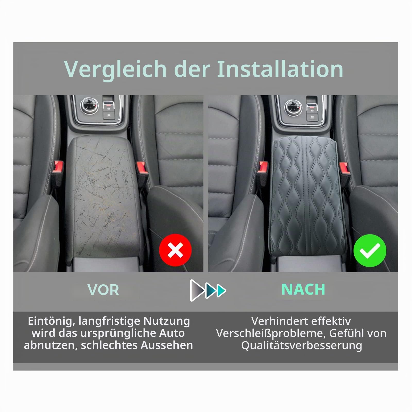 GAFAT Seat Ateca FR Facelift/Cuprα Ateca 2025 2026-2017 Mittelarmlehne Abdeckung, Seat Ateca 2025 Mittelkonsole Armlehne Schutz Armlehnenbezüge, Leder Polster, Seat Ateca Zubehör (4 CM Verdickt)
