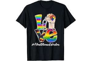 LOVE Healthcare Worker LGBT Gay Pride Rainbow Flag Nursing T-Shirt