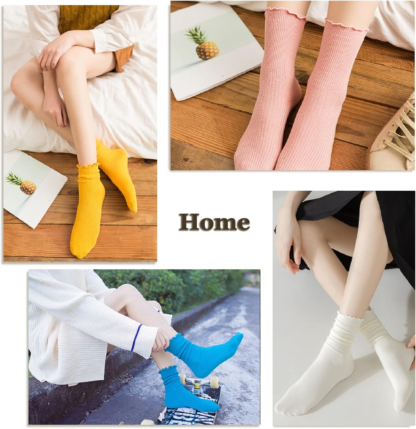 Ruffle Socks Women Cute Frilly Sock Lightweight Cotton Sock Crew Socks image 4