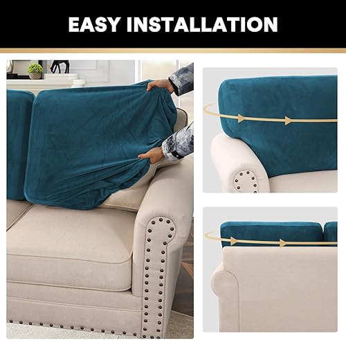 Vista 103 de PrinceDeco Fundas para sofá modular, 4 piezas, fundas de sofá para sofá seccional, fundas de terciopelo separadas para sofá seccional, en forma de L