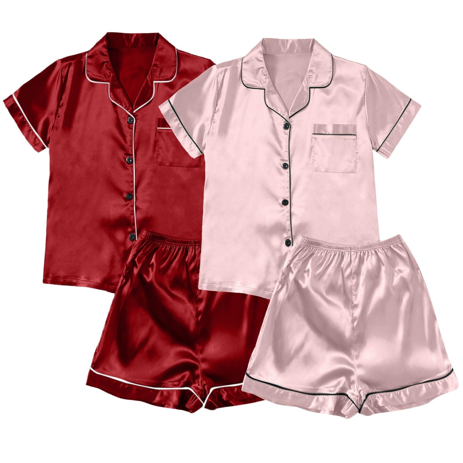 2ST Pyjamas für Damen, Set Damen-Pyjamas, Übergrößen-Pyjamas für Damen, lässige Pyjamas, Damen-Spitzenträger, Shorts, Heimkleidung