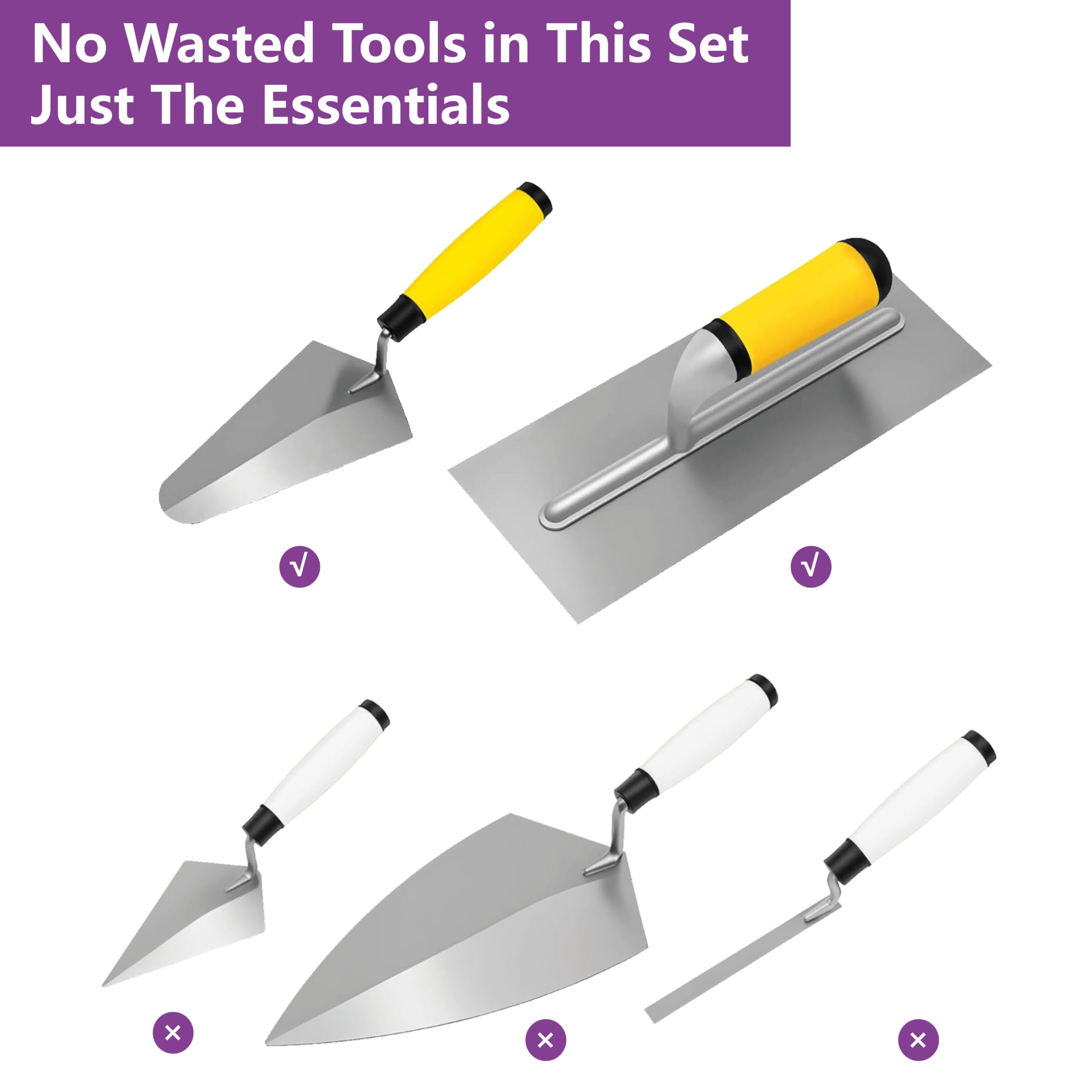 Masonry Trowel Set - Flat & Gauging Trowels -5