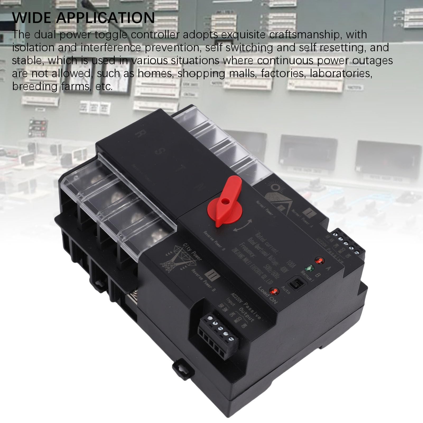 Generic Interruttore di Trasferimento Automatico A Doppia Alimentazione Controller Affidabile da 100 A per PC Domestico da Laboratorio di Fabbrica Impianto Elettrico Montato su Guida Din