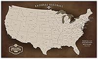 Vista 1 de HolyCowCanvas Personalized Canvas Baseball Stadium Map Tracker with Push Pins, Parks Bucket List, Customized Baseball Gift Stadiums Push Pin USA
