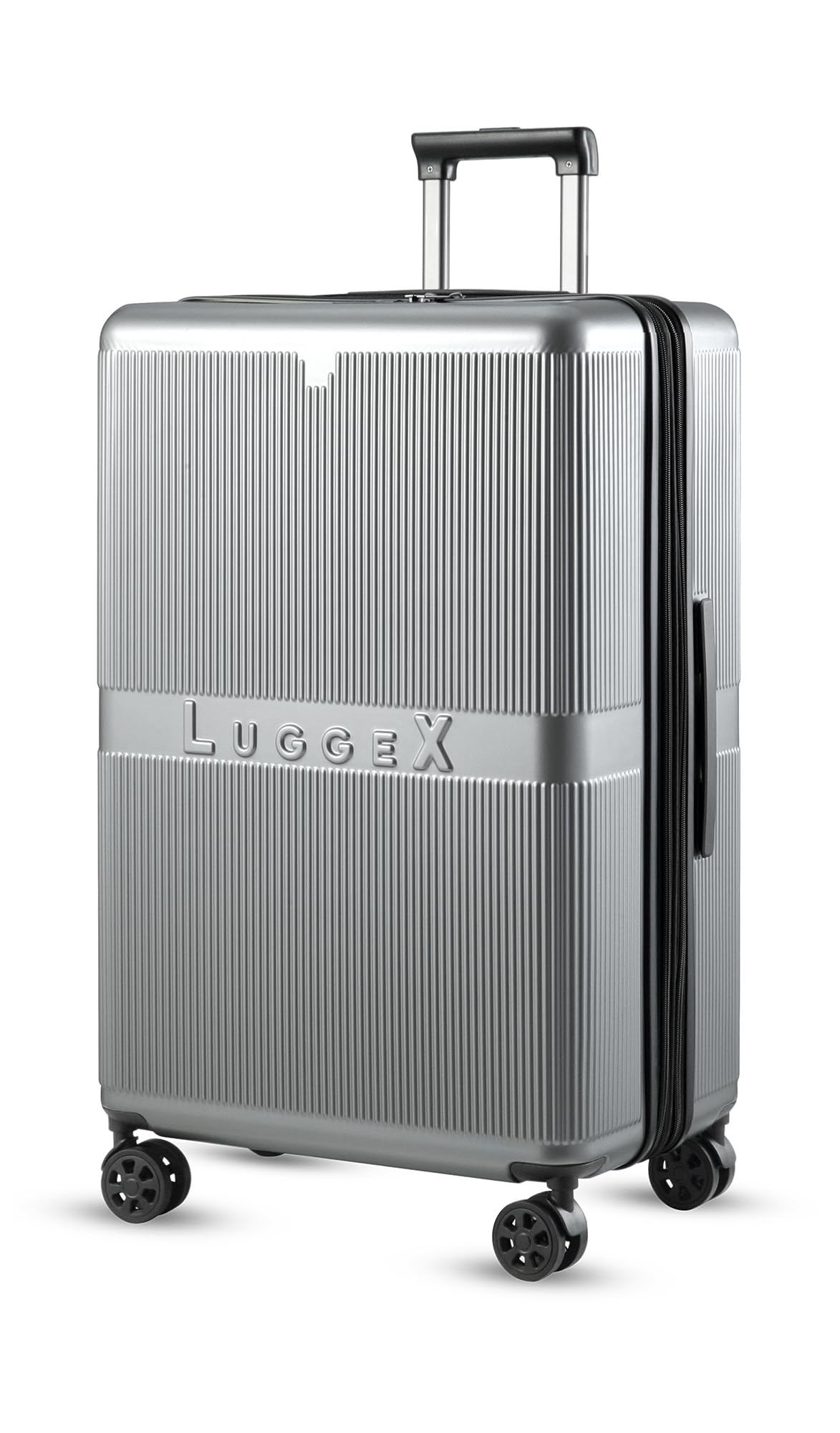 LUGGEX PC 28 Inch Luggage with Spinner Wheels - Hard Shell Large Checked Luggage - Expandable and Lightweight (Silver Suitcase)
