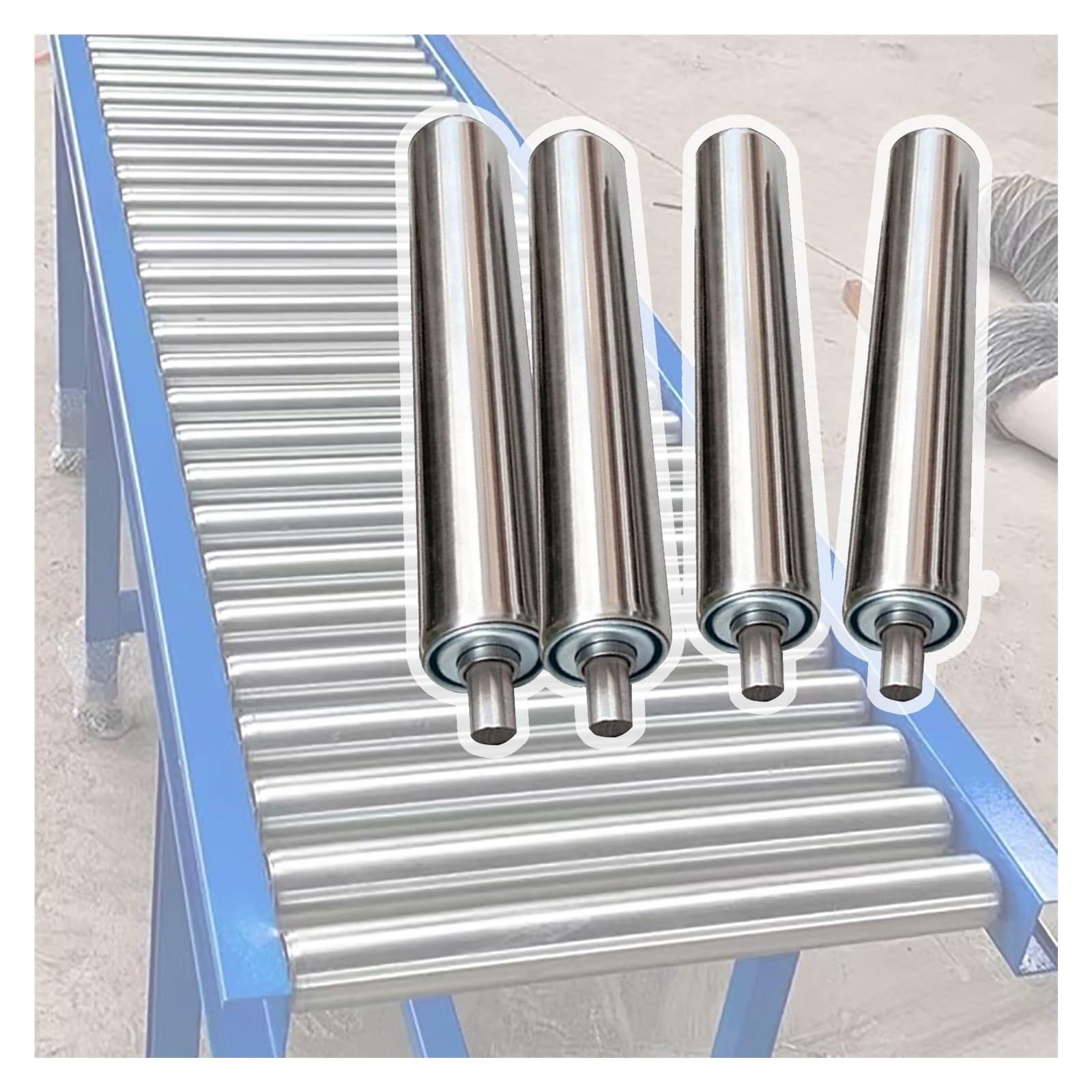 Set di ricambio per rulli trasportatori pesanti, 4 rulli industriali da 35,6 a 101,6 cm, per uso commerciale e soluzioni di scarico fai da te (diametro 38 mm, lunghezza 700 mm)