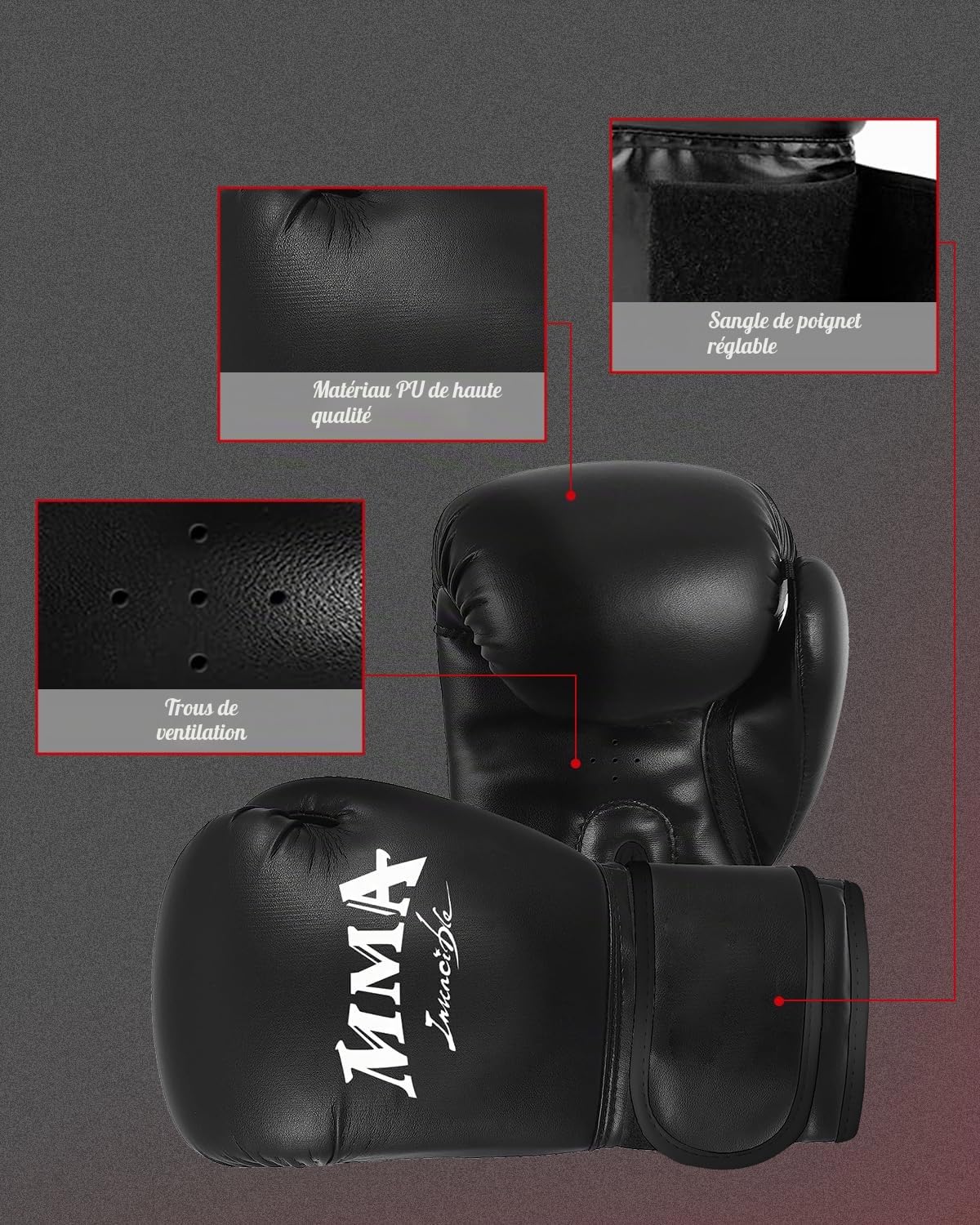 Ensemble Sac de Frappe Suspendu, Sac de Frappe Adulte Non rempli avec Gants de Boxe et Accessoires, Sac Lourd en Cuir Microfibre pour l'entraînement au Kickboxing, Fitness, MMA, Grappling