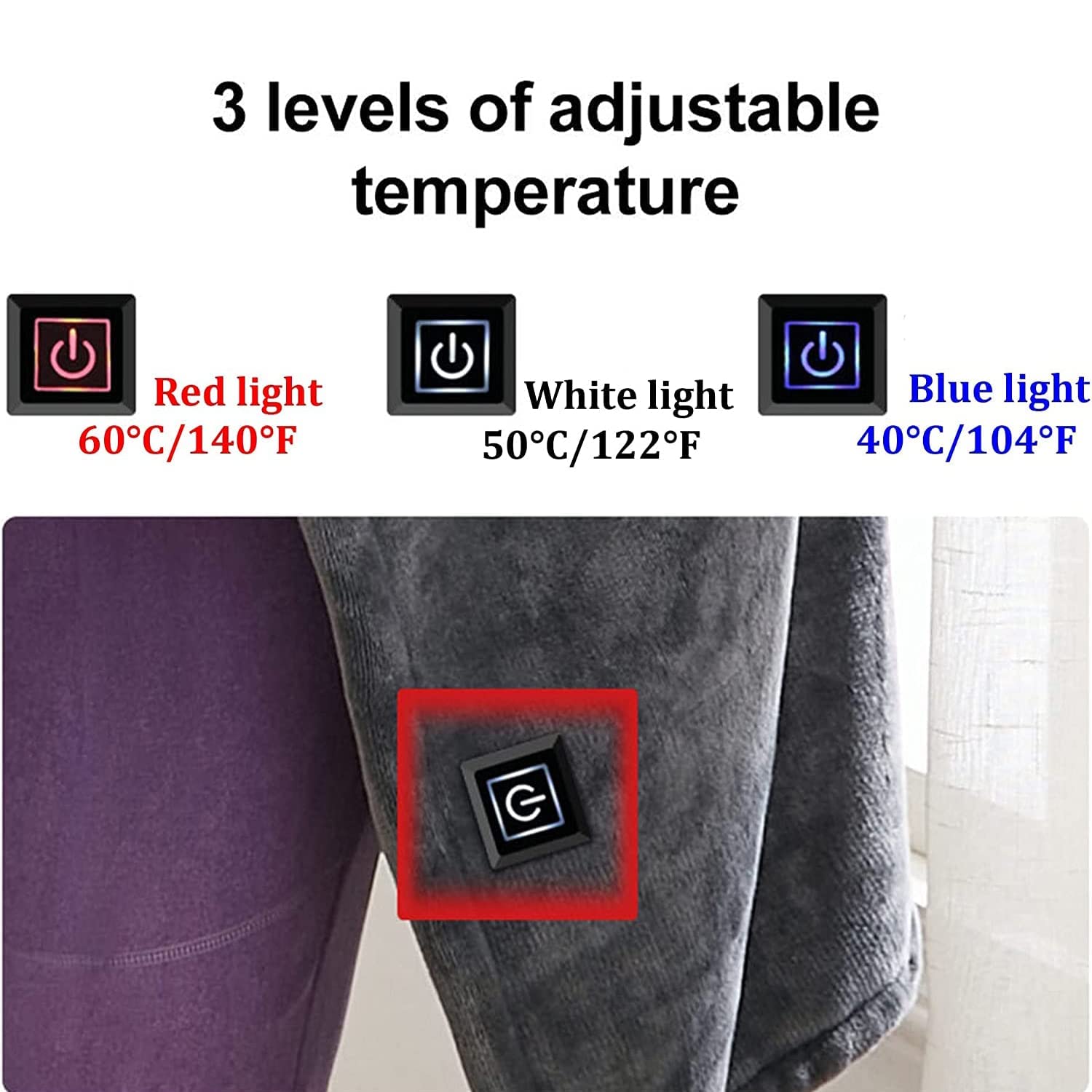 Coperta riscaldante elettrica con temperatura regolabile e design lavabile in lavatrice, per casa e ufficio comfort