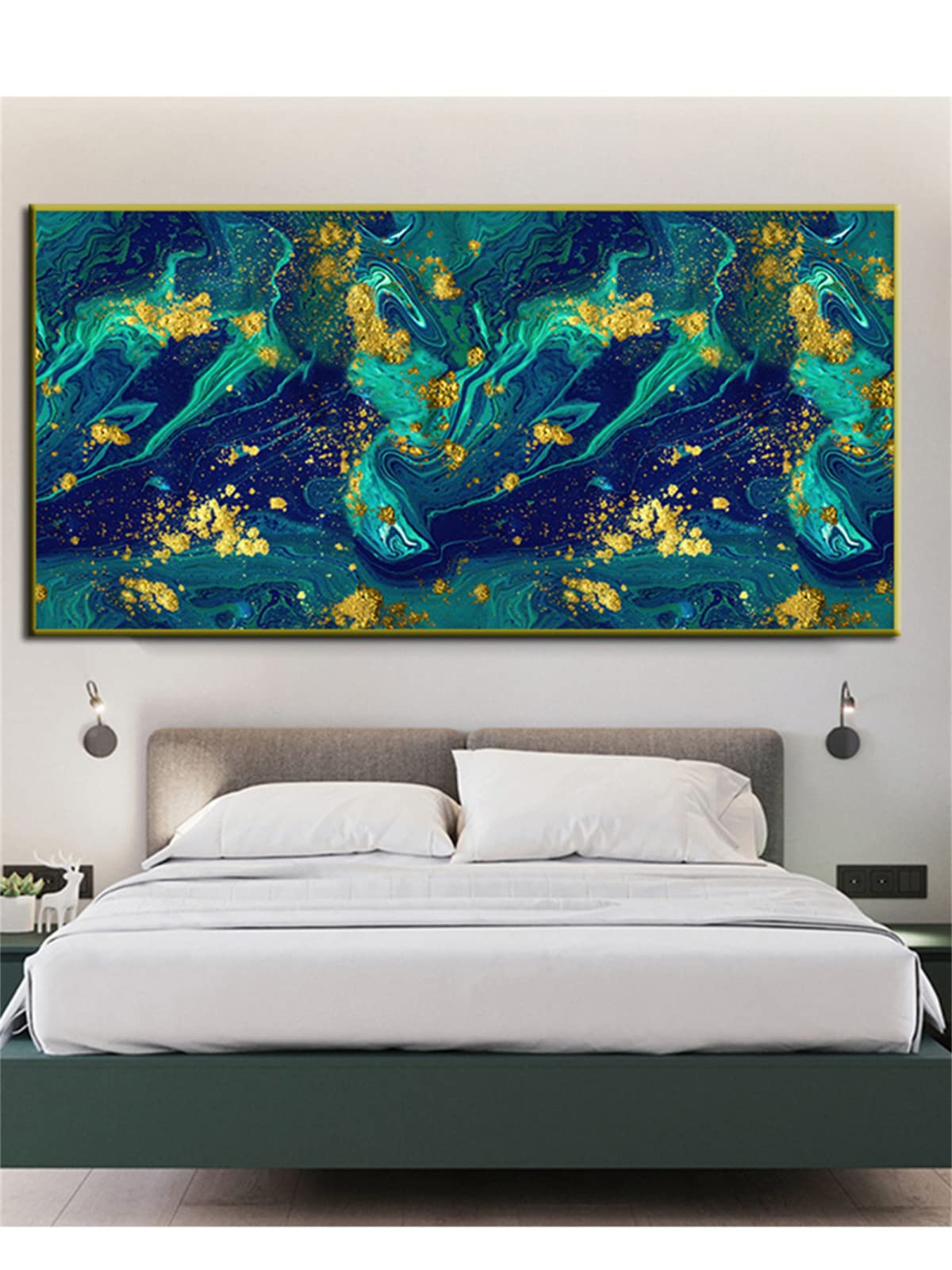 DIY 5D Diamond Painting Kit, 80x160cm Pittura Diamante Kit Completo, Paint by Numbers Adulti kits, Strass Fai da te Ricamo a Punto Croce Diamond Painting Onde verdi astratte per Home Wall Decor