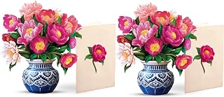 Freshcut Paper Pop Up Cards, Mini Peony Paradise (Set of 2), 6 Inch Mini Sized Forever Flower Bouquet 3D Popup Greeting Cards, Birthday Cards, Thank You Card, Teacher Gifts, Blank Notecard & Envelope