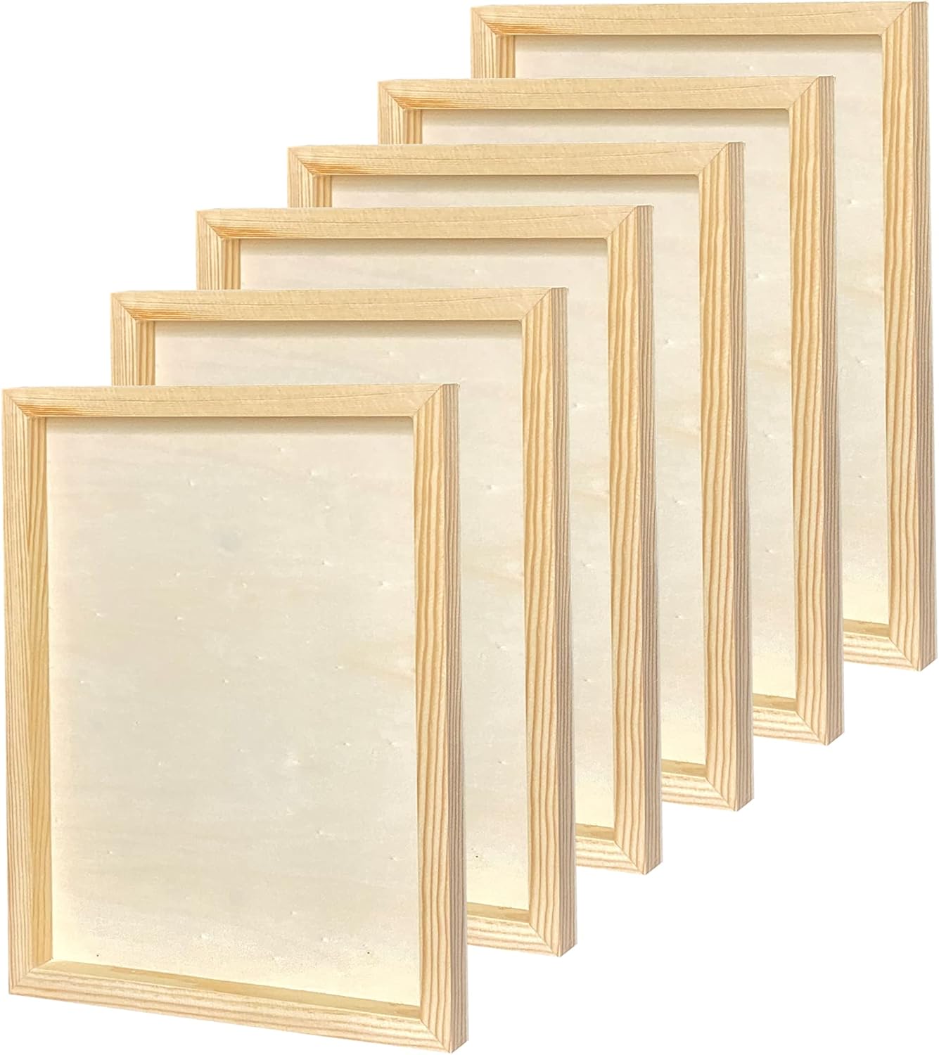 9x12 Wood Canvas for Crafts, 6-Pack Framed Wooden Panel Boards for Painting Pouring Crafts