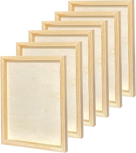 Miniatura 2 de Lienzo de madera de 9 x 12 pulgadas para manualidades, paquete de 6 tableros de madera enmarcados para pintar manualidades de vertido