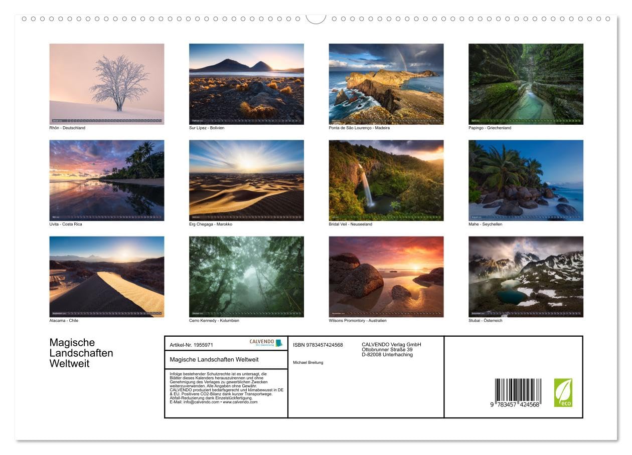 Magische Landschaften Weltweit (hochwertiger Premium Wandkalender 2026 DIN A2 quer), Kunstdruck in Hochglanz: Wandkalender mit 13 magischen Landschaften aus der ganzen Welt (CALVENDO Natur)