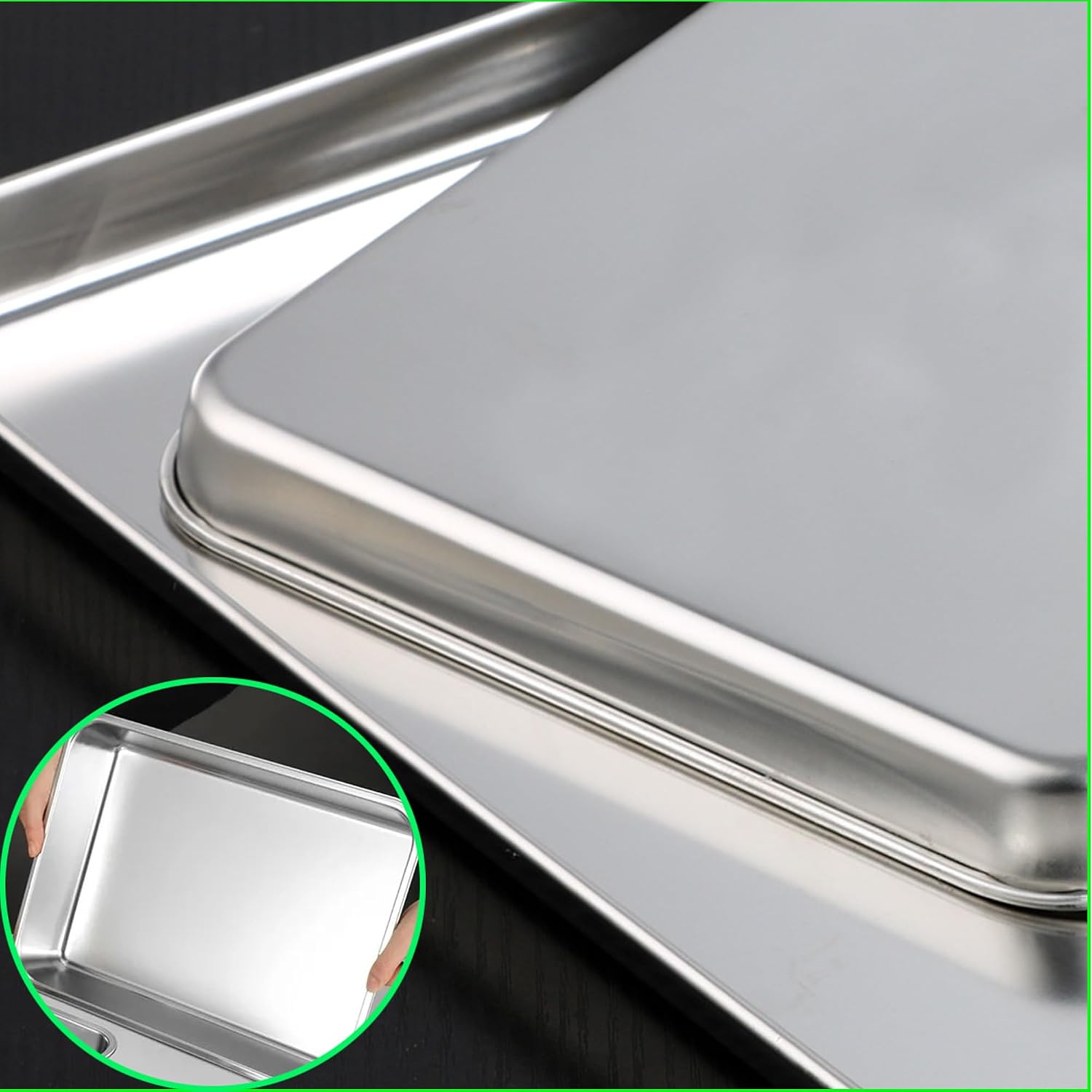 3 Pack Large Professional Medical Surgical Tray Flat Type Stainless Steel Dental Trays Thickening Lab Instrument Supplies Tools Tray for Dental Piercing Lab Instrument (10.6" * 8.2" * 1" / Sliver)